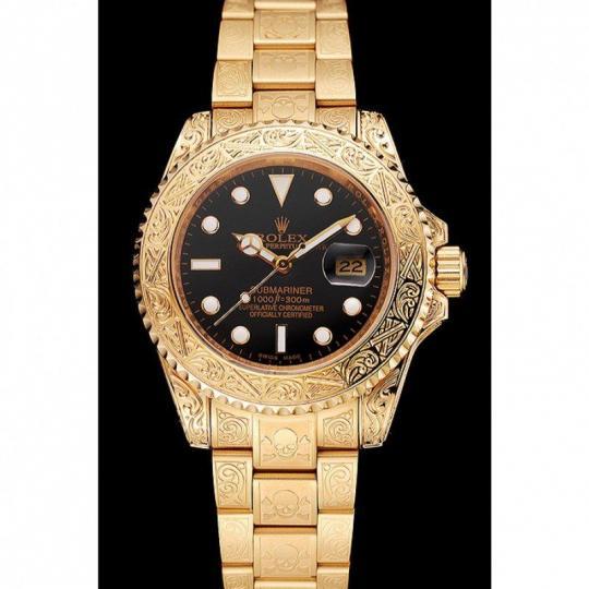 Replica Rolex Submariner Skull Limited Edition Black Dial Gold Case And Bracelet 1454071 - View 3