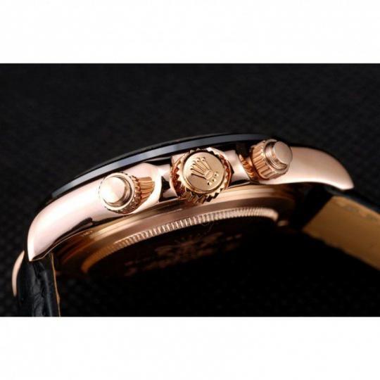 Replica Rolex Daytona Rose Gold Case Black Dial Black Leather Strap - View 6