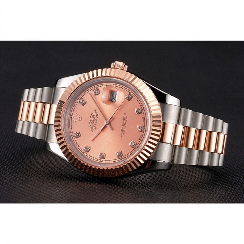 Replica Rolex Datejust Rose Gold Dial And Bezel Stainless Steel Case Two Tone Bracelet - View 5