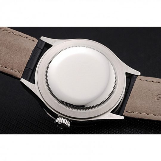 Replica Rolex Cellini Time Silver Case Black Dial Black Leather Bracelet 622654 - View 8