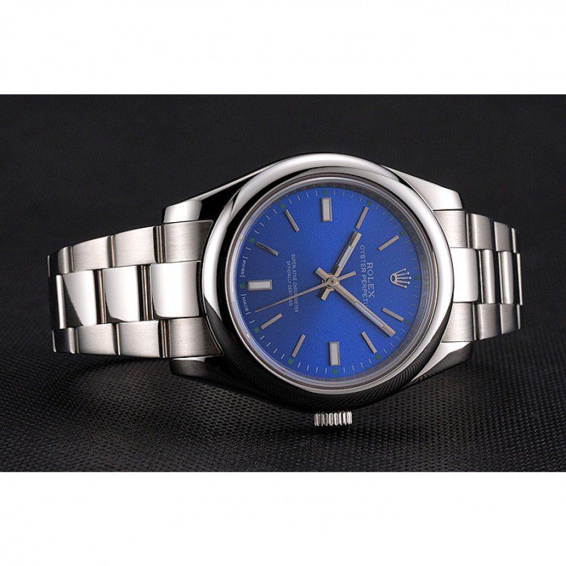 Replica Rolex Oyster Perpetual Blue Dial Stainless Steel Case And Bracelet - View 4