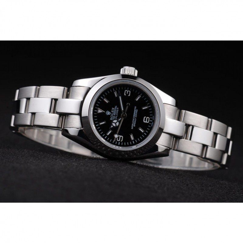 Replica Rolex Explorer Polished Stainless Steel Black Dial 98089 - View 4