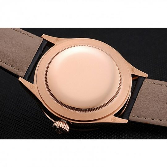 Replica Rolex Cellini Time Rose Gold Case Black Dial Black Leather Bracelet 622656 - View 8