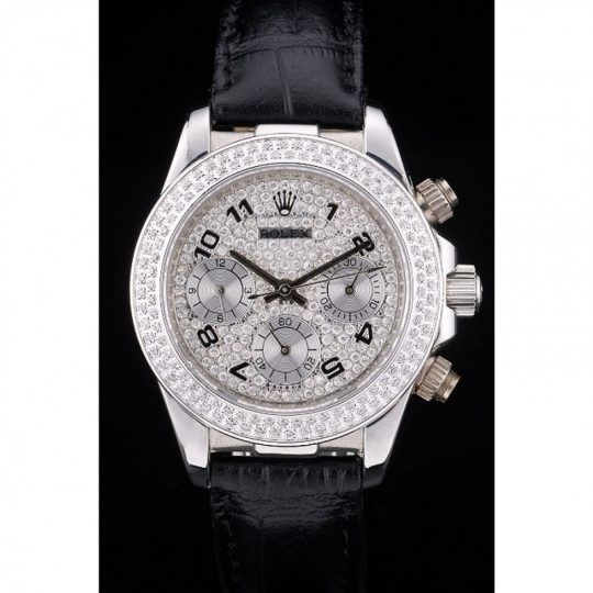 Replica Rolex Daytona Lady Stainless Steel Case Crystal Studded Bezel Crystal Studded Dial - View 1