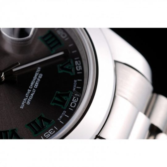 Replica Rolex DateJust Polished Stainless Steel Bezel Grey Dial 42000 - View 8