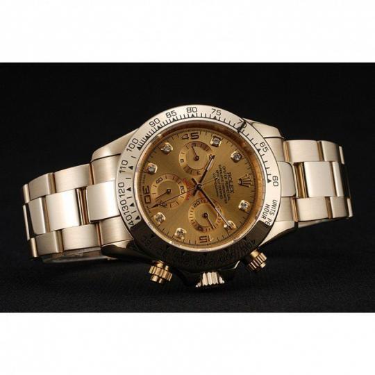 Replica Rolex Cosmograph Daytona Brown Dial Diamond Numerals Gold Case And Bracelet 1454245 - View 4
