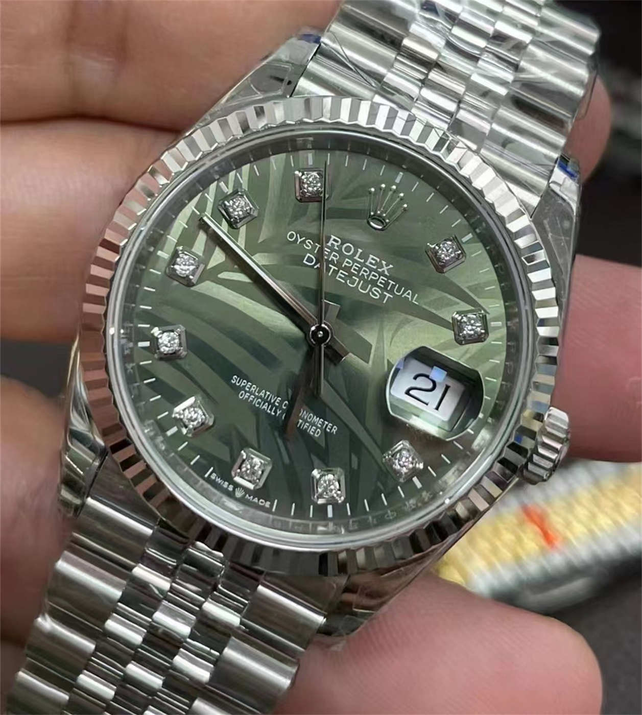 Rolex Datejust 36 Palm Dial Diamond Replica – VS Factory M126234-0055 with Dandong 3235 Movement - clean factory product image 2