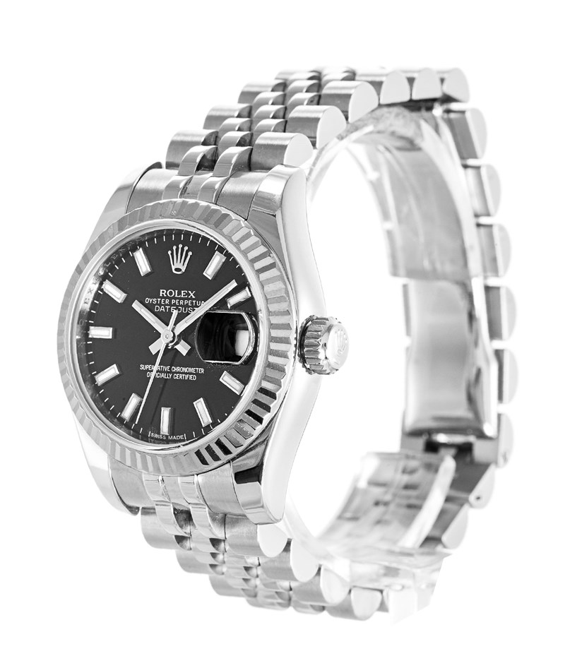Rolex Datejust 179174 26 MM Oyster Steel Black Dial Women Jubilee Strap Replica 
