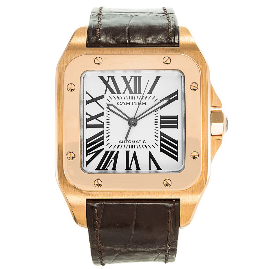 Replica Montre Cartier Santos Gold 100 en acier W20095Y1 - View 1