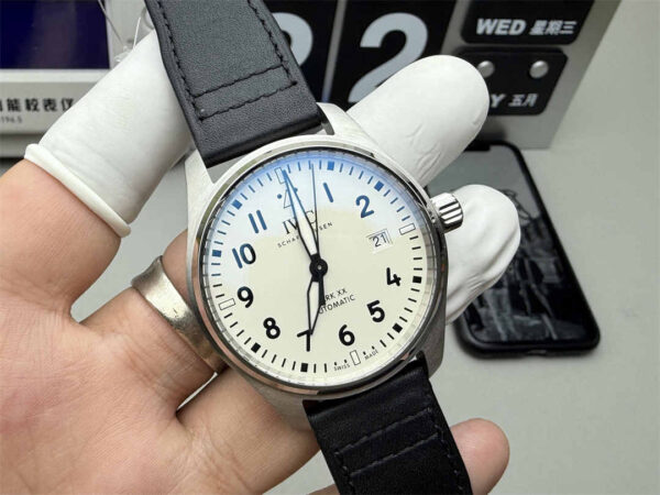 V7 IWC Mark XX White Dial – Premium 40mm Pilot Watch Replica with Sapphire Crystal &amp; 2892/SW300 Movement - clean factory product image 12