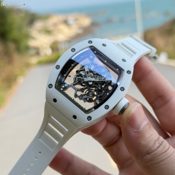 New Factory (NF) Richard Mille RM055 Replica V5 - White Ceramic with Real Jewels - clean factory product image 14