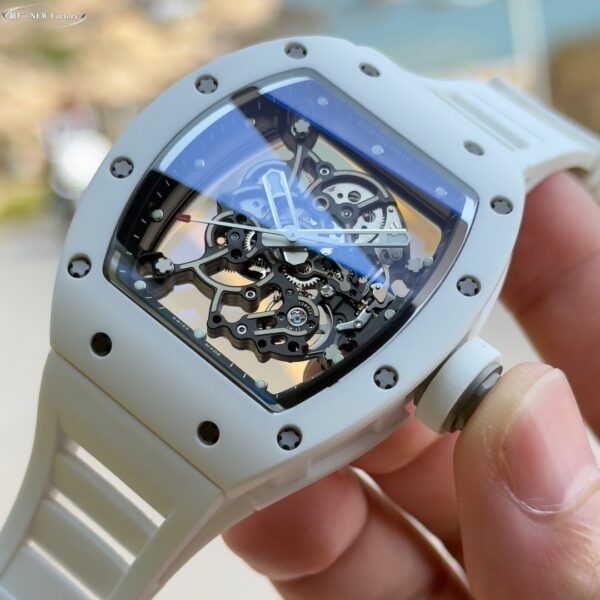 New Factory (NF) Richard Mille RM055 Replica V5 - White Ceramic with Real Jewels - clean factory product image 10