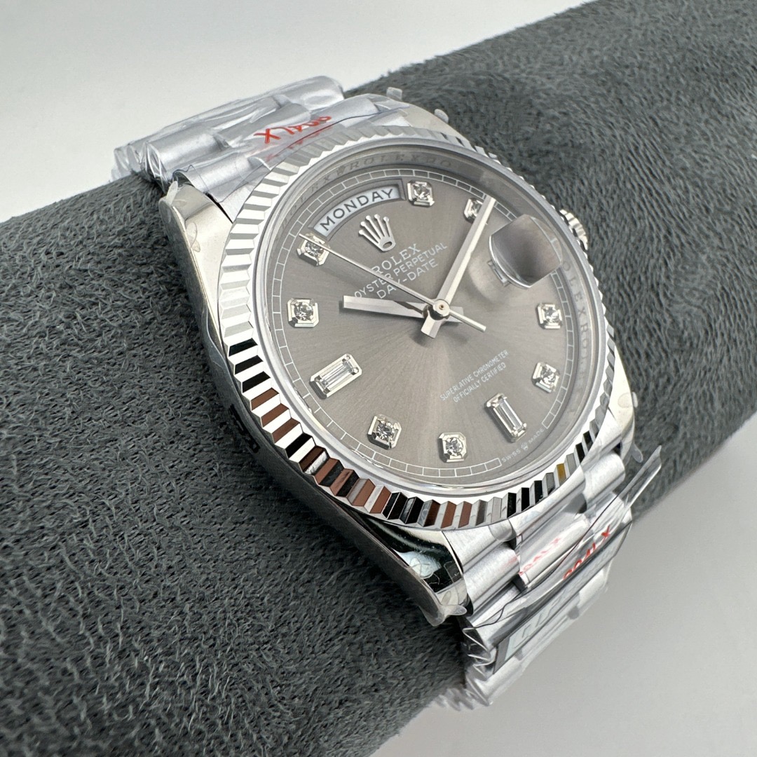 QF Factory Rolex Day-Date 36 118239 A Grey Diamond Dial 138g Heavy Weighted Edition 36mm Automatic Watch - clean factory product image