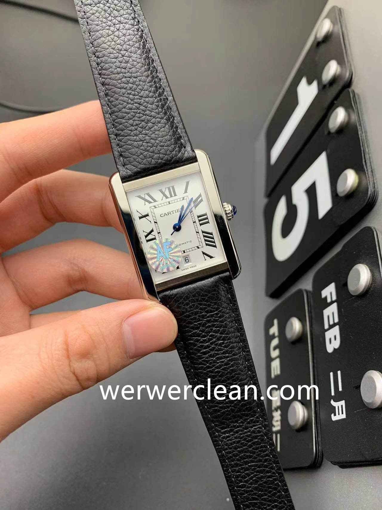 AF Factory Cartier Tank Solo XL W5200027 Silver Opaline Dial 31x41mm Automatic Leather Strap Watch - clean factory product image 2
