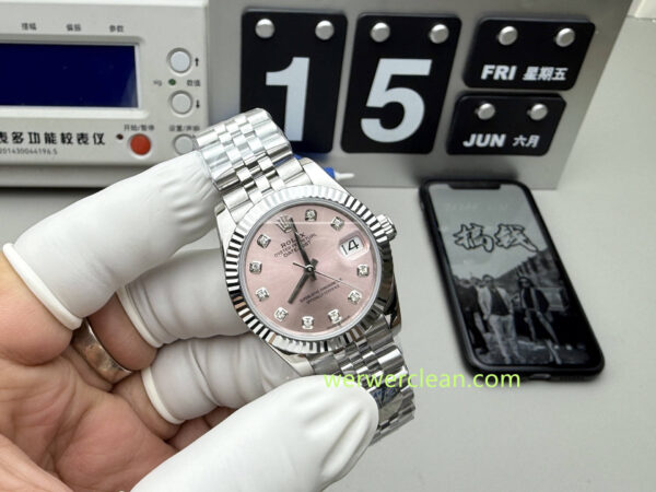 A+ Factory Rolex Datejust 31 m278274-0032 Pink Diamond Dial 31mm Fluted Bezel Automatic Ladies Watch - clean factory product image 12