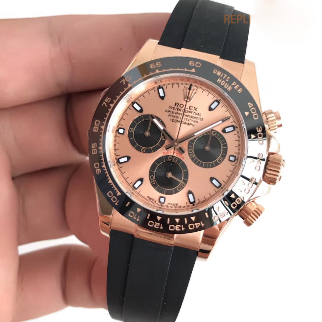 Replica Rolex Daytona Cosmograph 116515LN AR Factory Rose Gold Black Dial Swiss - View 3