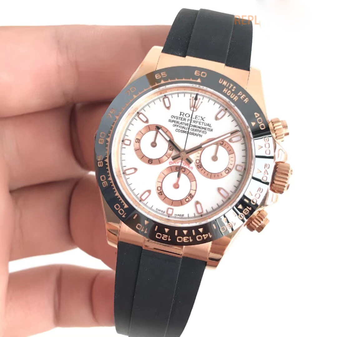 Replica Rolex Daytona Cosmograph 116515LN AR Factory Rose Gold White Dial Swiss - View 3