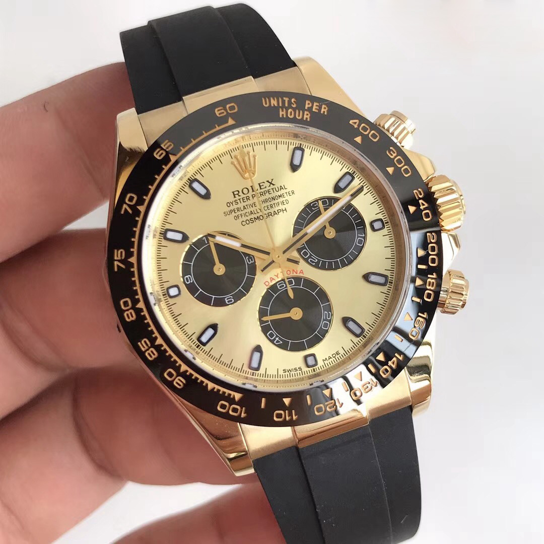 Replica Rolex Daytona Cosmograph 116518LN AR Yellow Gold Champagne Dial Swiss - View 2