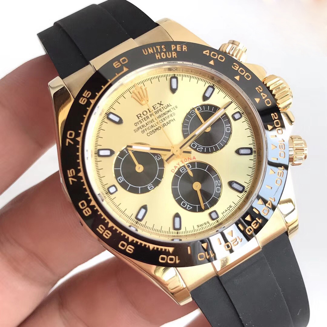 Replica Rolex Daytona Cosmograph 116518LN AR Yellow Gold Champagne Dial Swiss - View 4