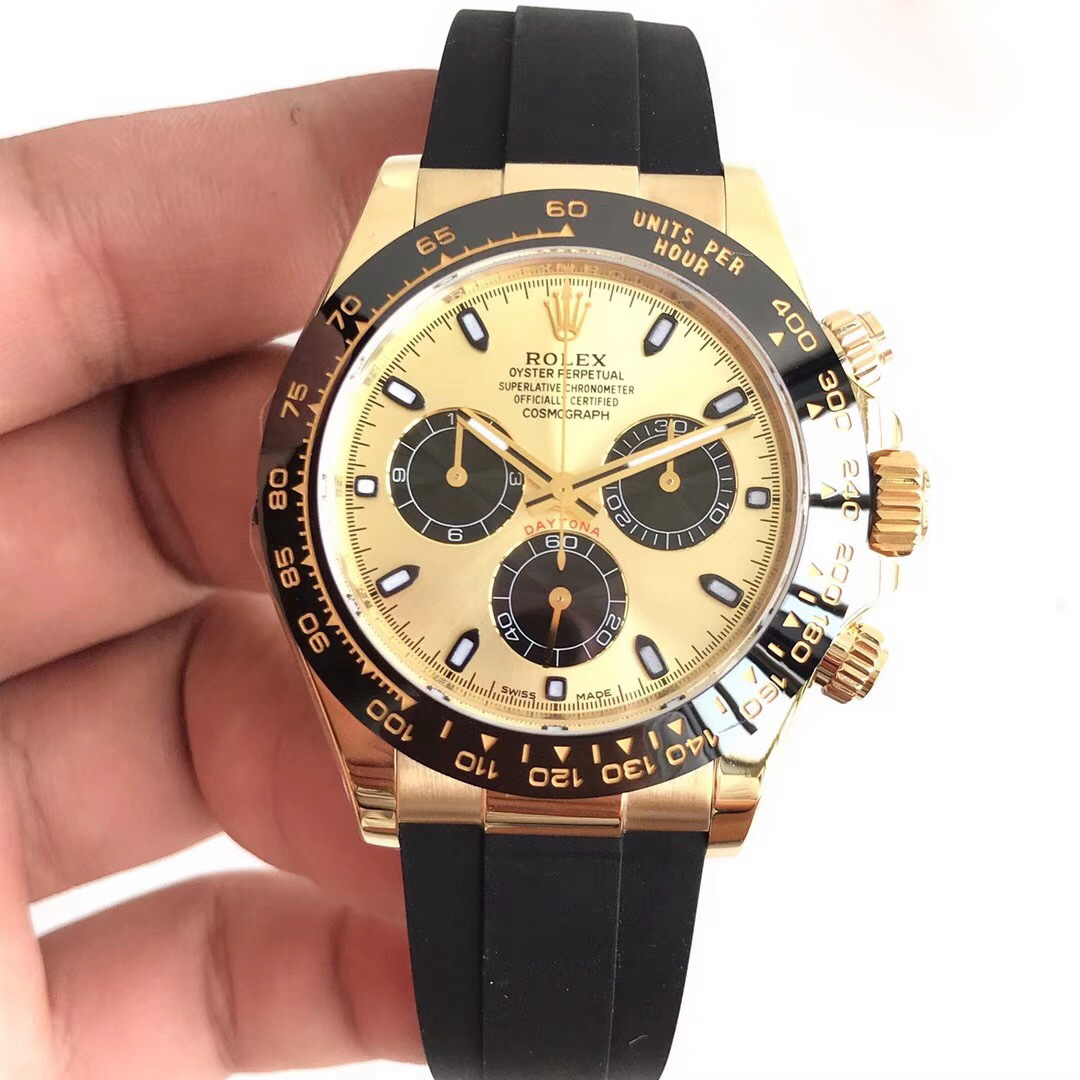 Replica Rolex Daytona Cosmograph 116518LN AR Yellow Gold Champagne Dial Swiss - View 1