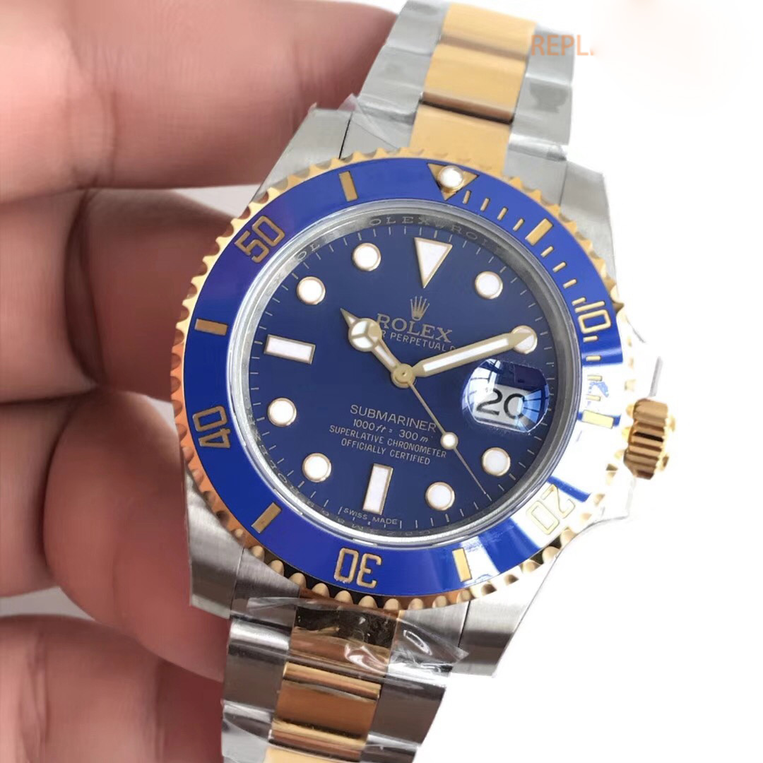 Replica Rolex Submariner Date 116613LB N V5S Yellow Gold & Stainless Steel Blue Dial - View 3