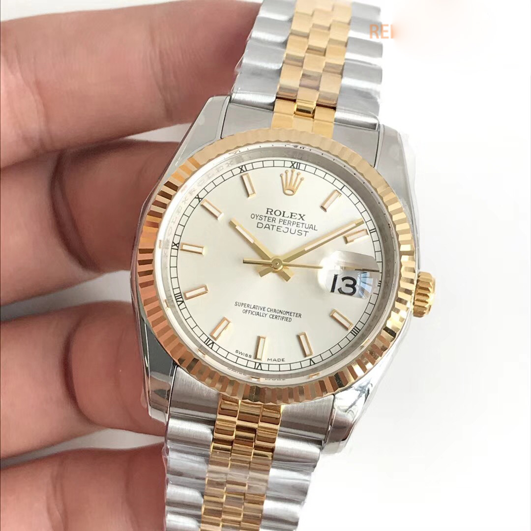 Replica Rolex Datejust 36MM 116233 AR V2 Stainless Steel & Yellow Gold Silver Dial - View 3