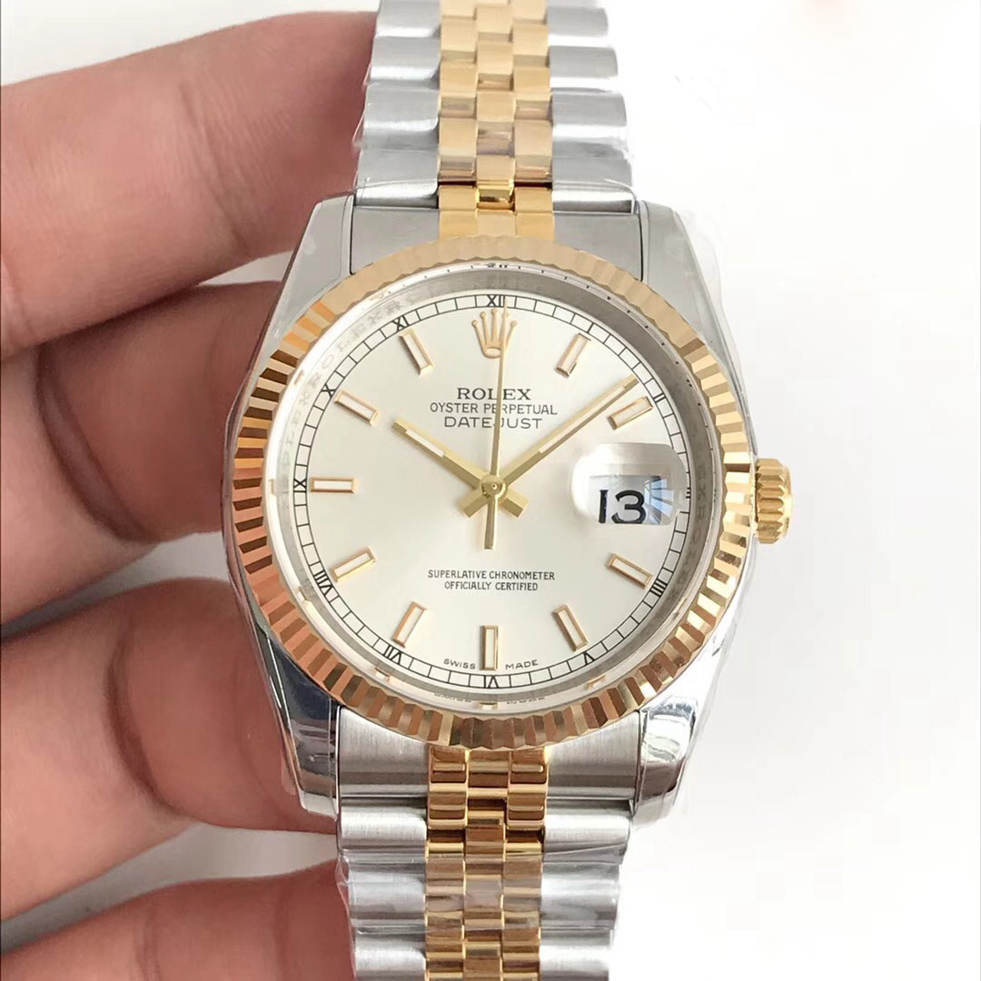 Replica Rolex Datejust 36MM 116233 AR V2 Stainless Steel & Yellow Gold Silver Dial - View 1