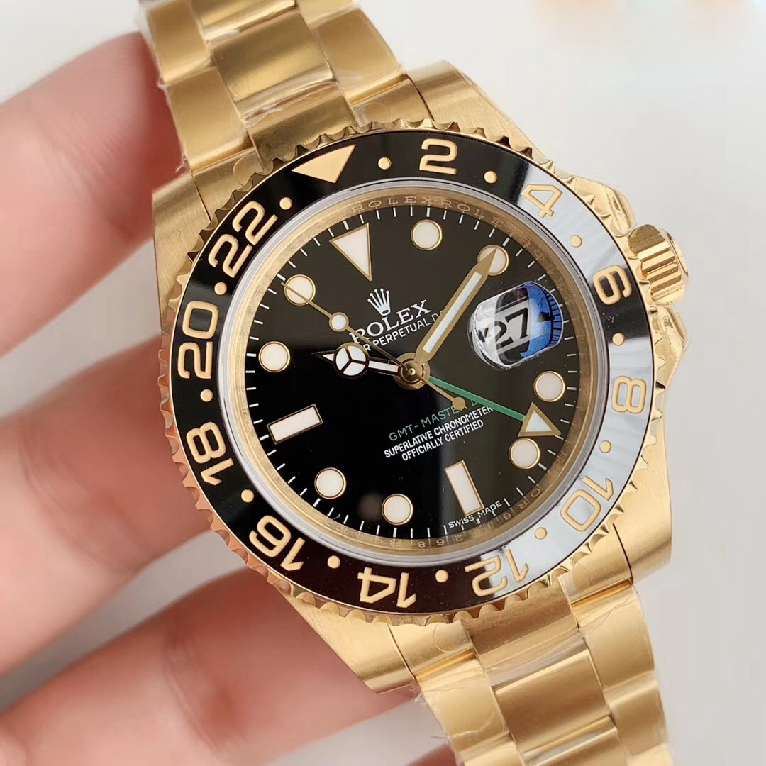Replica Rolex GMT-Master II EW factory yellow gold with Stainless Steel Black - View 2