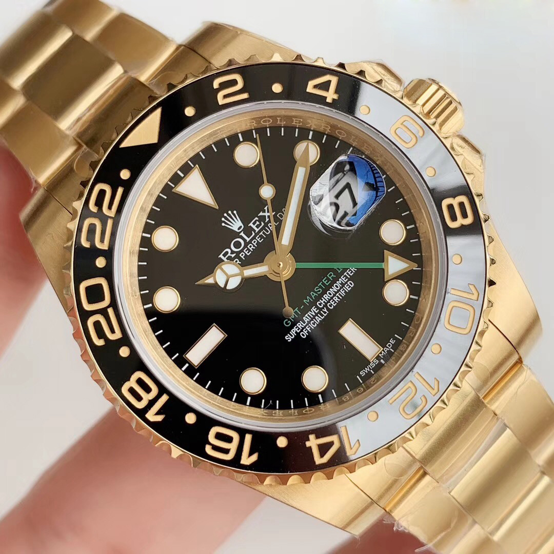 Replica Rolex GMT-Master II EW factory yellow gold with Stainless Steel Black - View 4