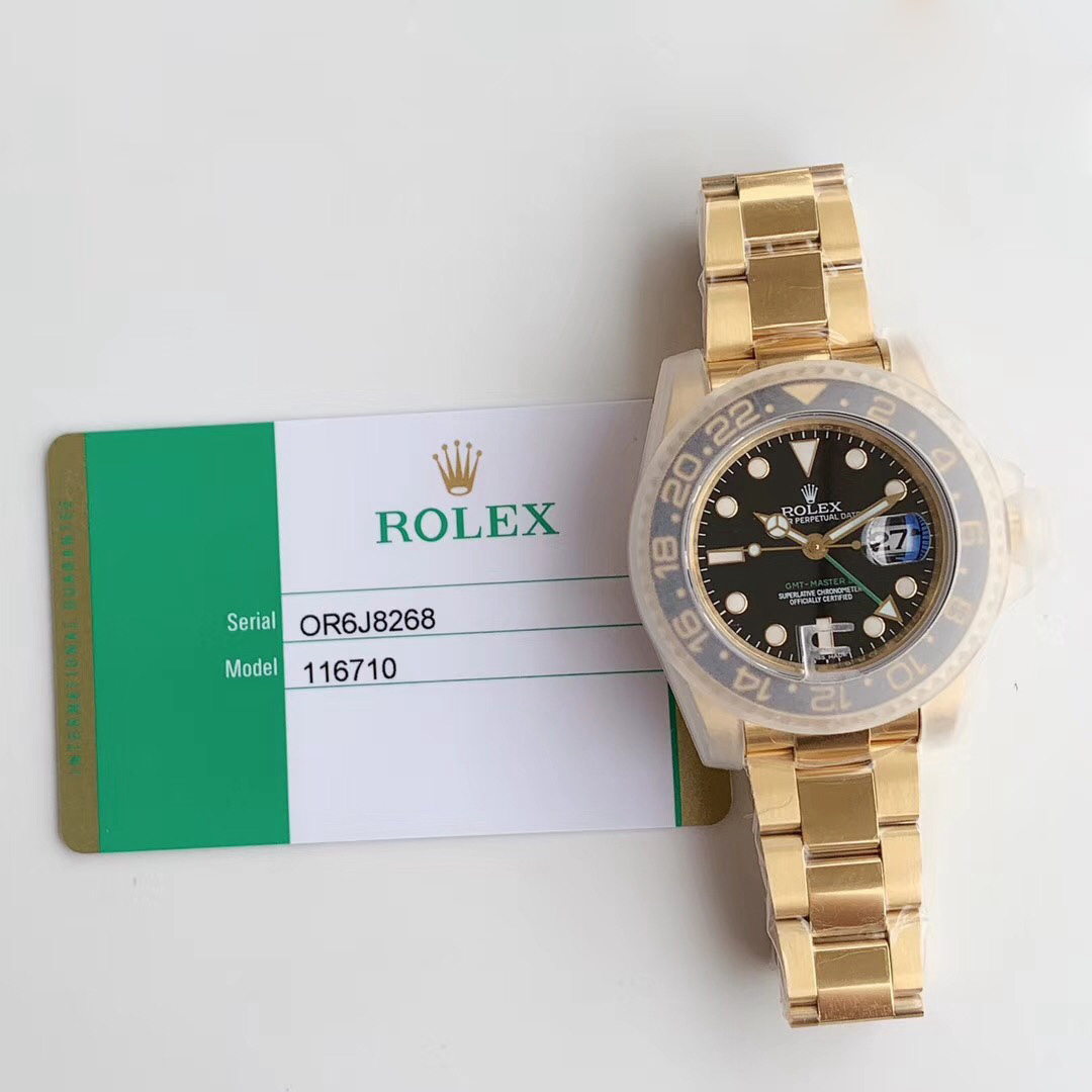 Replica Rolex GMT-Master II EW factory yellow gold with Stainless Steel Black - View 10