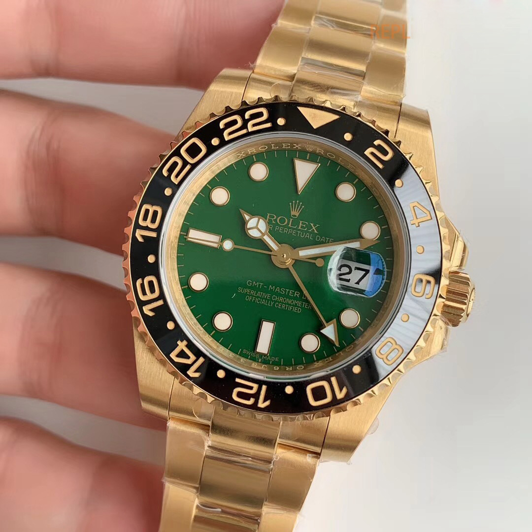 Replica Rolex GMT-Master II EW factory Stainless Steel Green - View 3