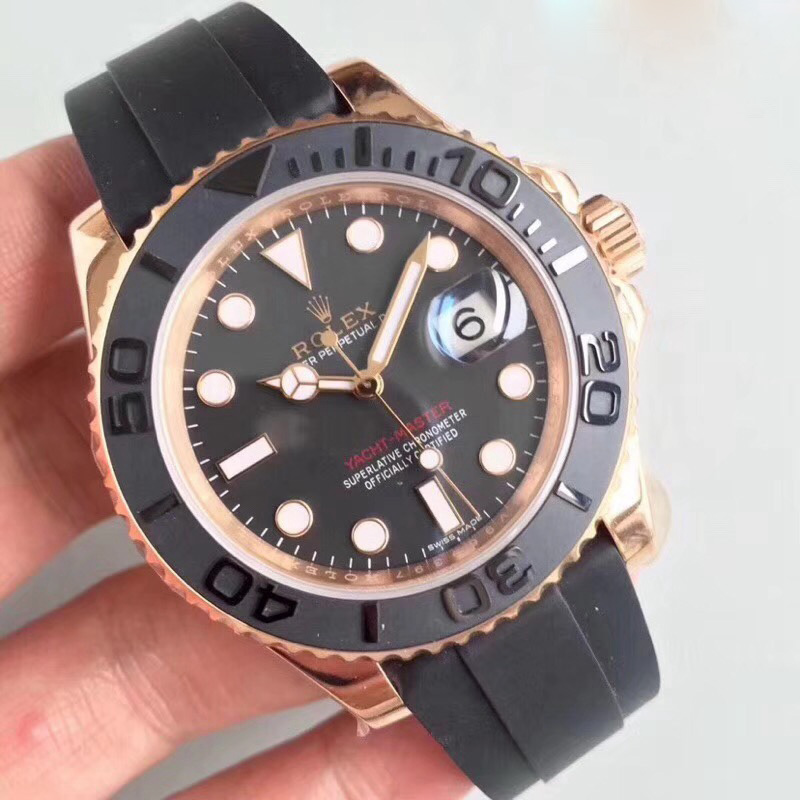 Replica Rolex Yacht-Master 40 116655 AR Rose Gold Black Dial - View 2