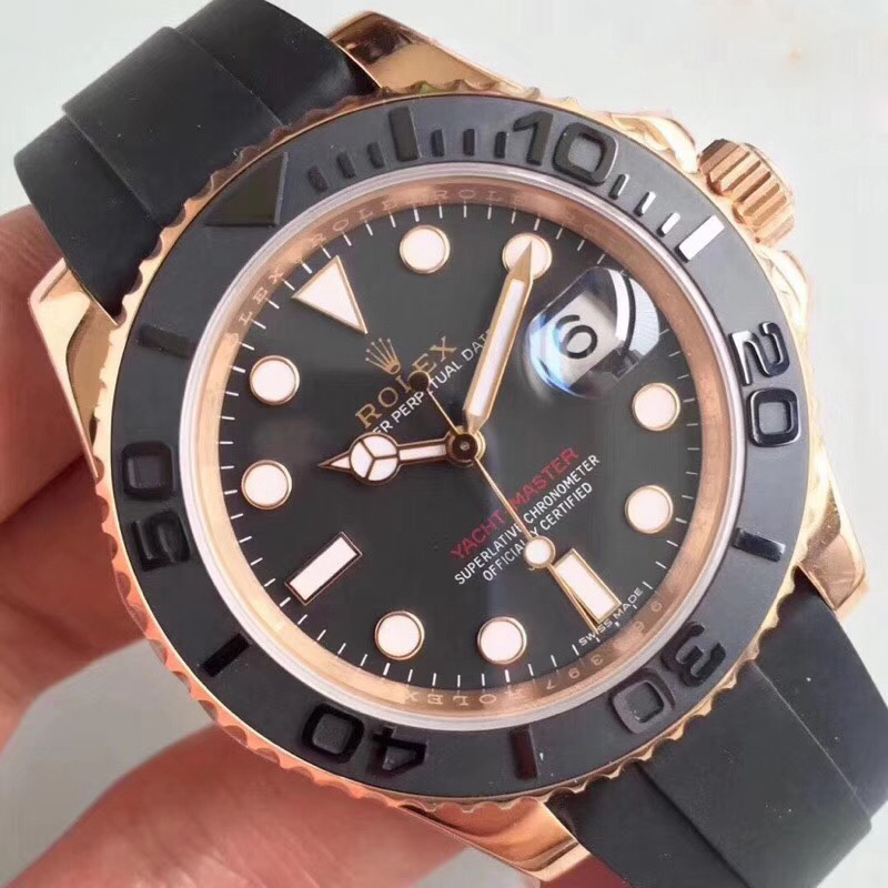 Replica Rolex Yacht-Master 40 116655 AR Rose Gold Black Dial - View 4