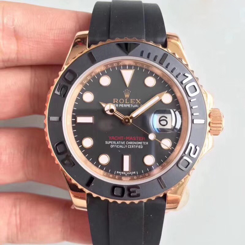 Replica Rolex Yacht-Master 40 116655 AR Rose Gold Black Dial - View 1