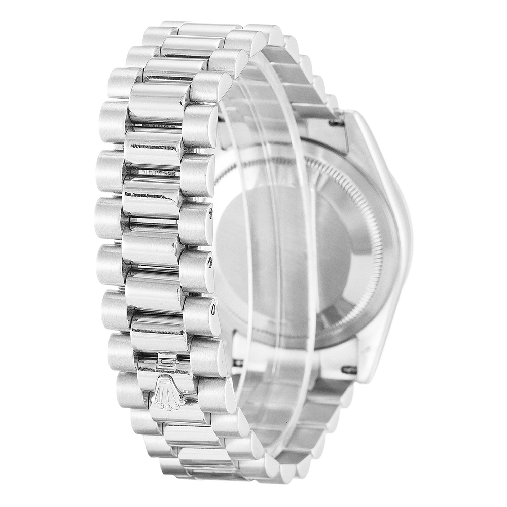 Rolex Super Clone Day-Date Platine 118346 36 MM Oyster Steel White Dial Diamond Markers President Strap Replica