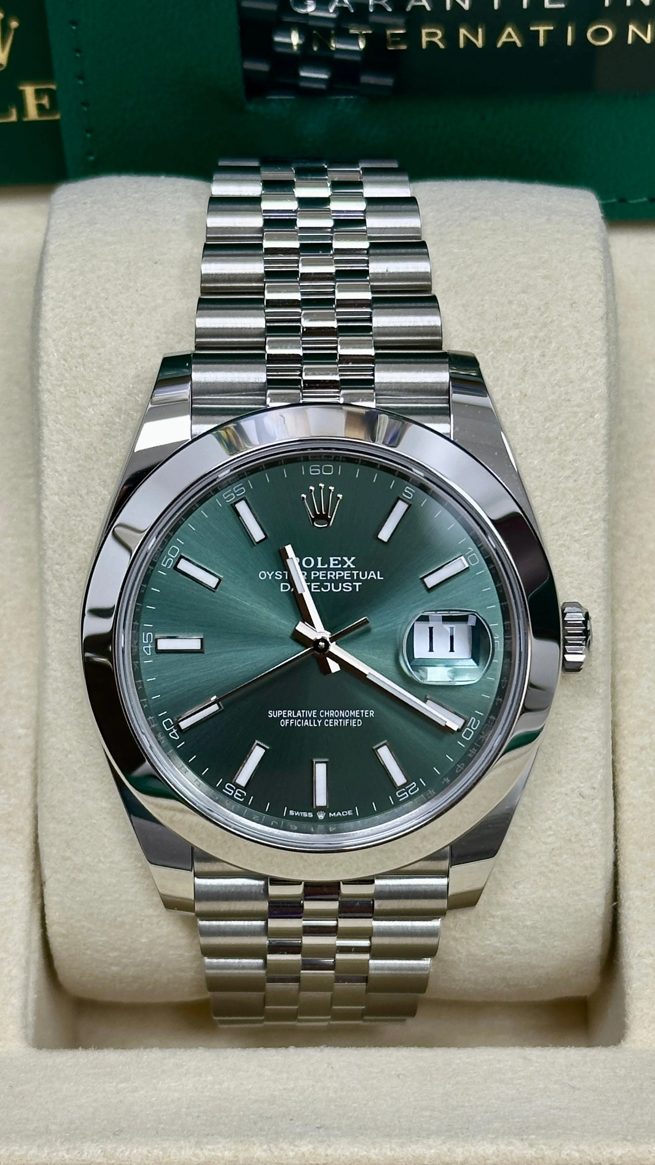 Rolex Datejust 126300 41mm Mint Green Dial Oyster Steel Jubilee Strap Replica