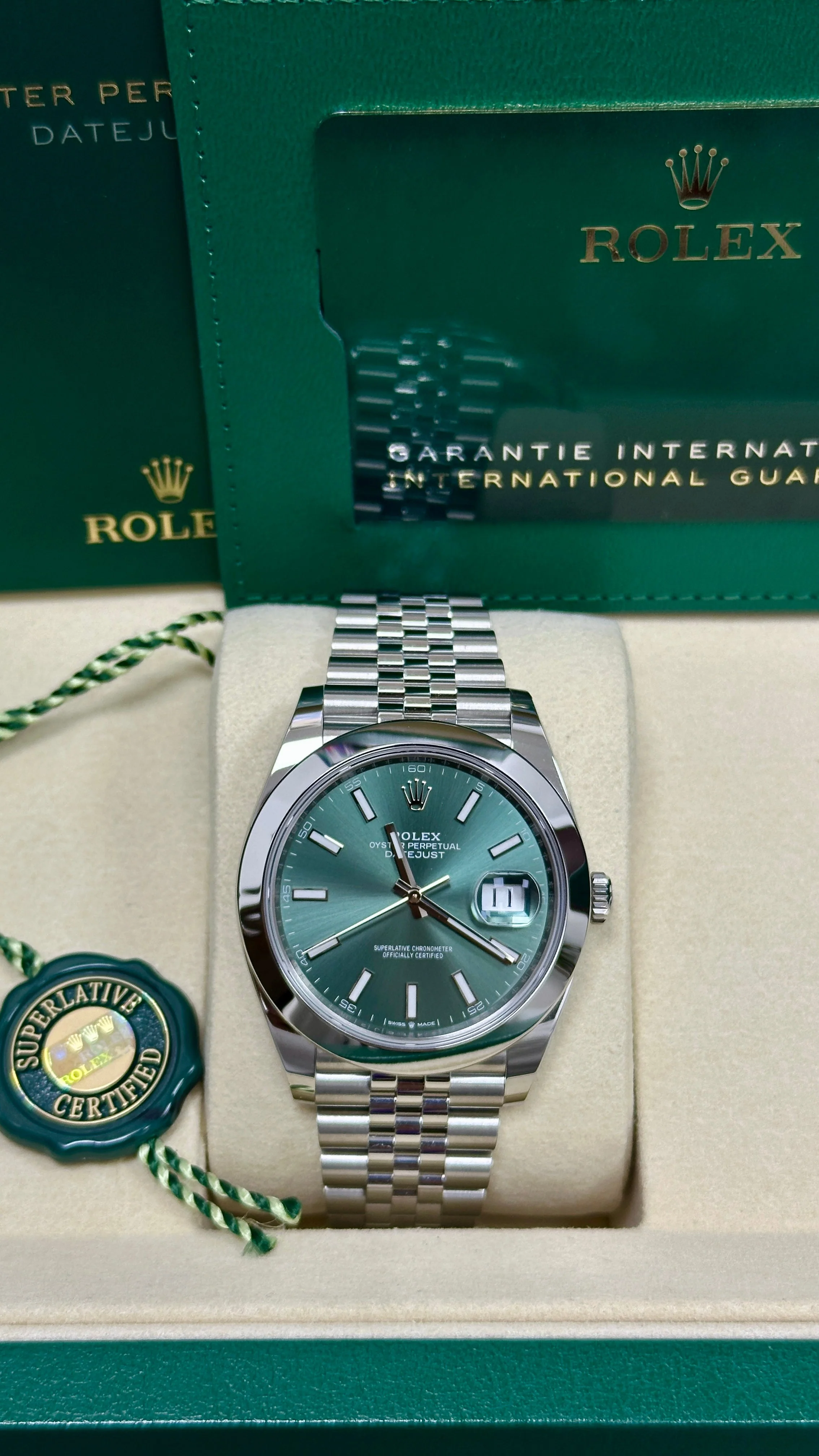 Rolex Datejust 126300 41mm Mint Green Dial Oyster Steel Jubilee Strap Replica