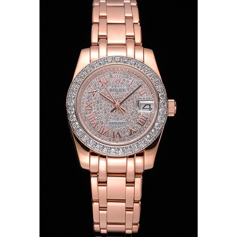 Replica Rolex Datejust Diamond Dial And Bezel Pink Gold Case And Bracelet 622836 - View 2