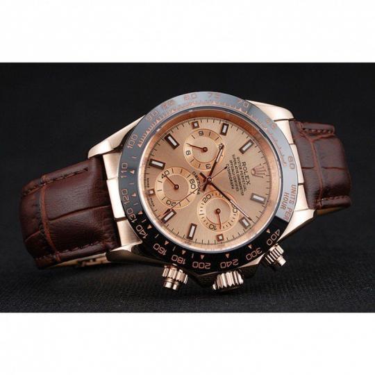 Replica Rolex Cosmograph Daytona Brown Dial Rose Gold Case Brown Leather Bracelet 1454243 - View 5