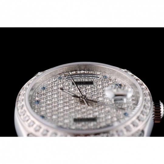 Replica Rolex DayDate Diamond Plated Stainless Steel Bracelet Diamond Plated Dial 41985 - View 7