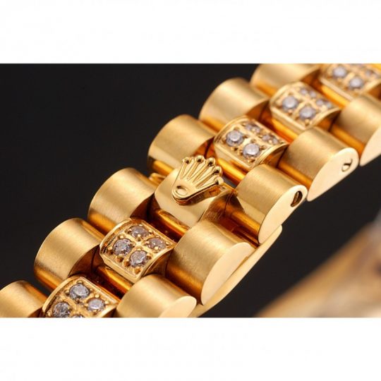 Replica Rolex DayJust Diamond Pave Dial Gold Diamond Bracelet 1453955 - View 9