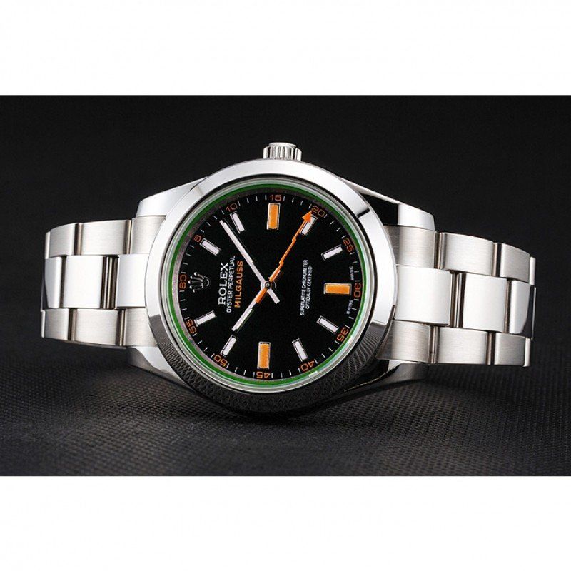 Replica Rolex Milgauss Black Dial Orange Markings Stainless Steel Case And Bracelet - View 5