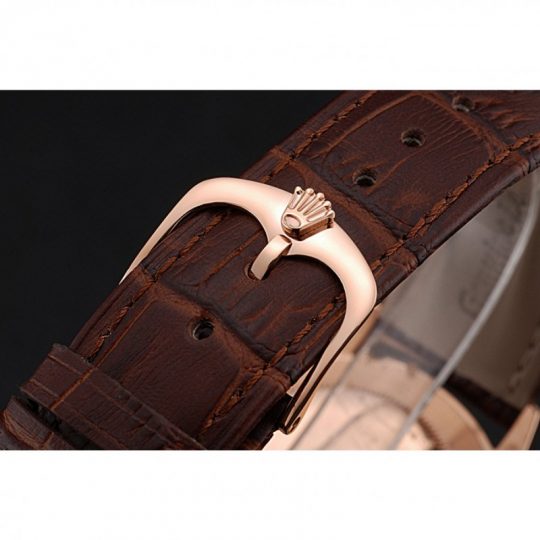 Replica Rolex Cellini Time Gold Case White Dial Brown Leather Bracelet 622655 - View 9