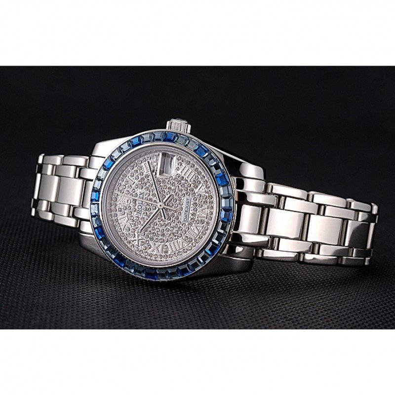 Replica Rolex Datejust Diamond Dial Blue Jewels Bezel Stainless Steel Case And Bracelet 622834 - View 5