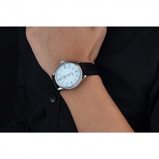 Replica Rolex Cellini Time Silver Case White Dial Black Leather Bracelet 622653 - View 6