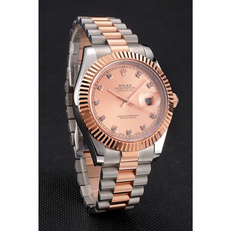 Replica Rolex Datejust Rose Gold Dial And Bezel Stainless Steel Case Two Tone Bracelet - View 3
