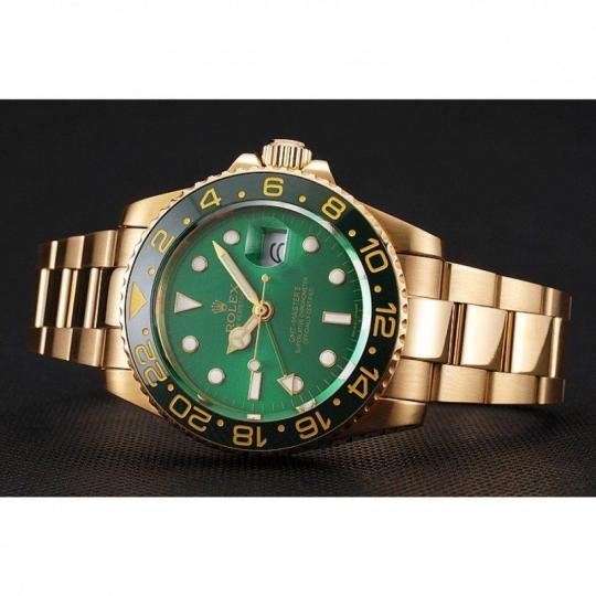 Replica Rolex GMT Master II Green Dial And Bezel Gold Case And Bracelet 1453750 - View 5