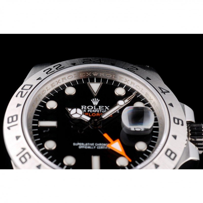 Replica Rolex Swiss Explorer Stainless Steel Bezel Black Dial Watch - View 6