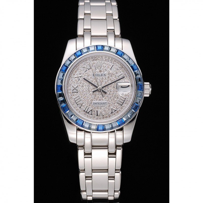 Replica Rolex Datejust Diamond Dial Blue Jewels Bezel Stainless Steel Case And Bracelet 622834 - View 2
