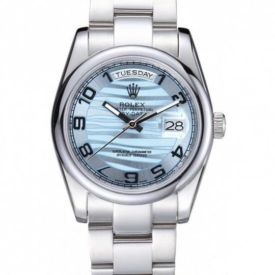 Replica Rolex Day-Date Polished Silver Bezel White Dial 7470 - View 1